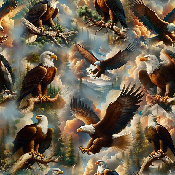 Blank Quilting - Wilderness Song Digital 4179-39 Brown Eagles | SOLD BY THE HALF-YARD